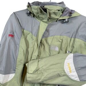 The North Face Summit Series Jacket Women's Large Green Grey HyVent Hooded Shell